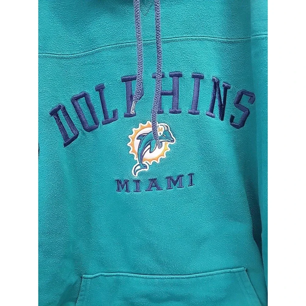 Vintage Miami Dolphins Hoodie Sweatshirt Green  XXL‎ 90s Y2K NFL